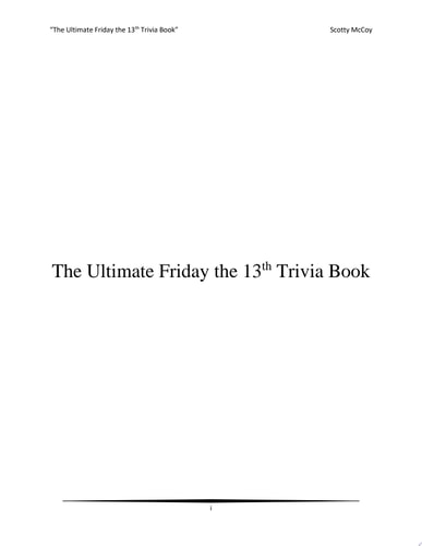 The Ultimate Friday the 13th Trivia Book