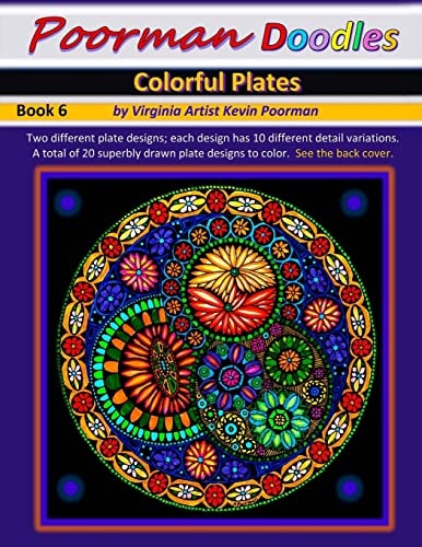 Poorman Doodles 6 Colorful Plates