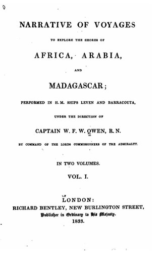 Narrative of Voyages to Explore the Shores of Africa, Arabia, and Madagascar - Vol. I