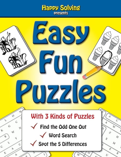 Easy, Fun Puzzles Word Search, Find the Odd One Out and Spot the Differences