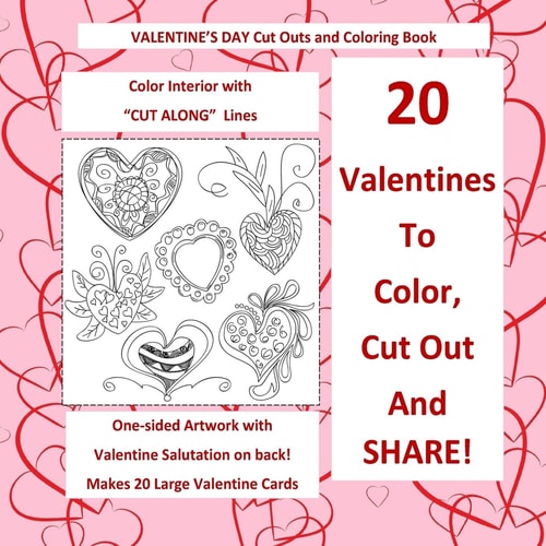 Valentine's Day Cut Out and Coloring Book Color Interior with CUT Along Lines 20 Large Valentines with Salutations; Valentines Day in All D; Valentines Day Coloring Books in Al; Coloring Books for Kids in Al; Valentines Day Gifts for Kids in Toys and Game