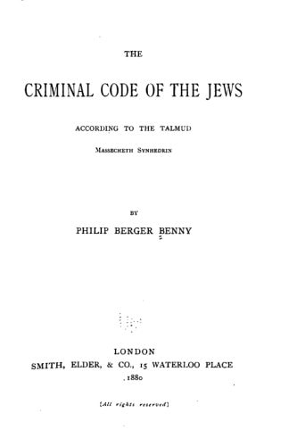 The Criminal Code of the Jews, According to the Talmud, Massecheth Synhedrin
