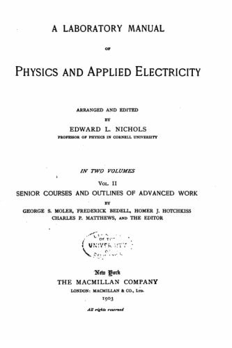 A Laboratory Manual of Physics and Applied Electricity