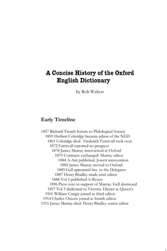 A Concise History of the Oxford English Dictionary
