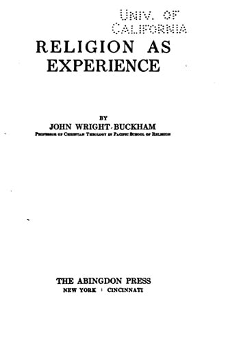 Religion As Experience