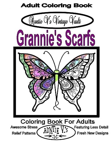 Auntie V. 's Vintage Vault - Grannie's Scarves Adult Coloring Book