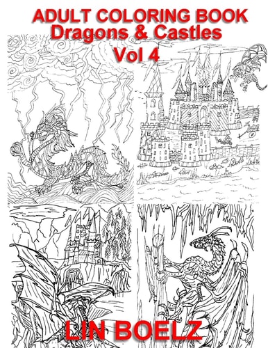 Adult Coloring Book Fantasy Dragons and Castles