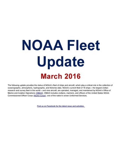NOAA Fleet Update 2016