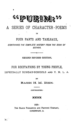 Purim, a Series of Character-Poems in Four Parts and Tableaux