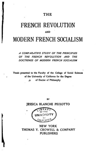The French Revolution and Modern French Socialism