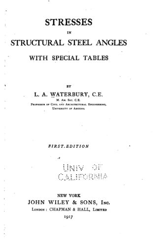 Stresses in Structural Steel Angles, with Special Tables