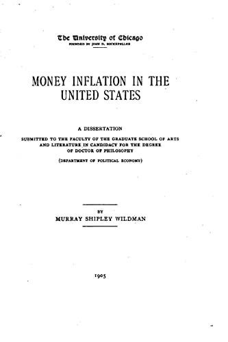 Money Inflation in the United States, a Study in Social Pathology
