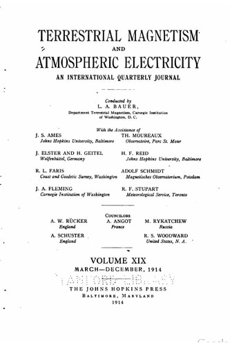 Terrestrial Magnetism and Atmospheric Electricity
