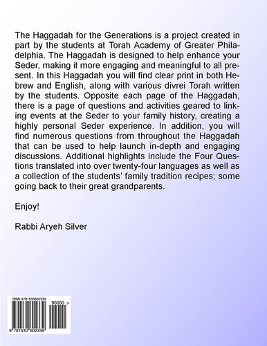 The Haggadah for the Generations 2016 Helping Connect the Seder to Your Family's History
