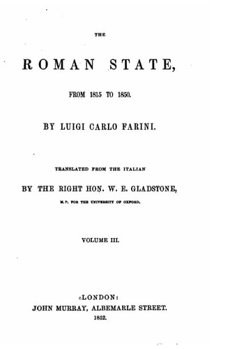 The Roman State, from 1815 to 1850 - Vol. III