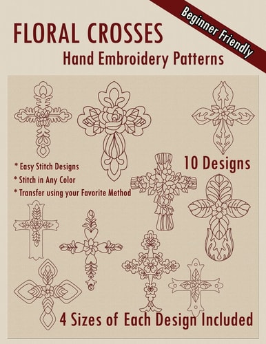 Floral Crosses Hand Embroidery Patterns
