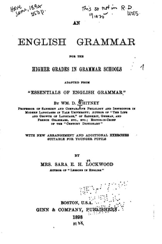 An English Grammar for the Higher Grades in Grammar Schools