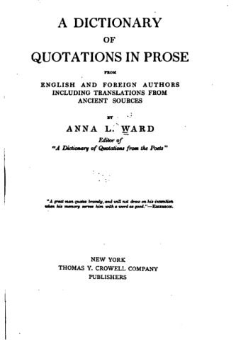 A Dictionary of Quotations in Prose