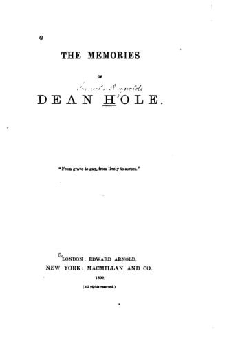 The Memories of Dean Hole
