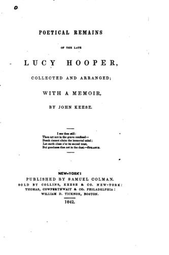 Poetical Remains of the Late Lucy Hooper