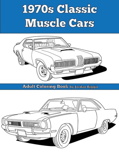1970s Classic Muscle Cars Adult Coloring Book