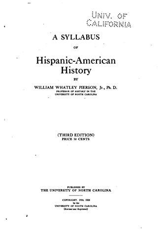 A Syllabus of Hispanic-American History