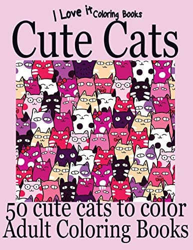 Adult Coloring Books Cute Cats - Over 50 Adorable Hand Drawn Cats