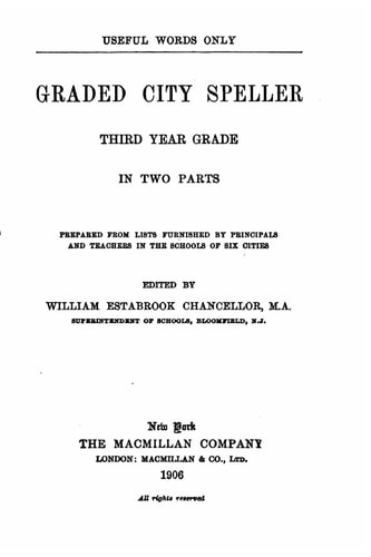 Graded City Speller, Third Year Grades
