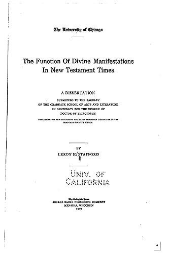 The Function of Divine Manifestations in New Testament Times