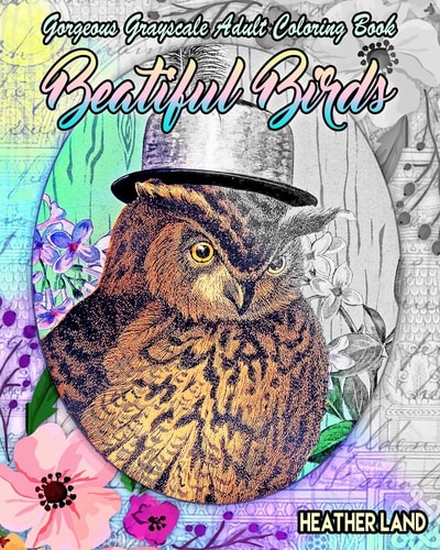 Beautiful Birds Grayscale Vintage Adult Coloring Book