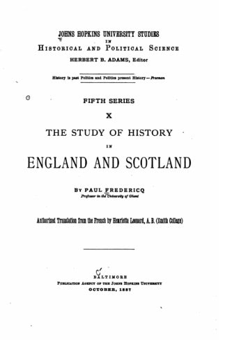 The Study of History in England and Scotland