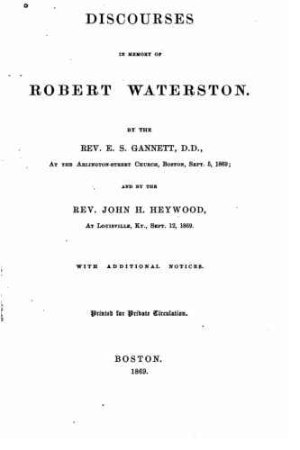 Discourses in Memory of Robert Waterston