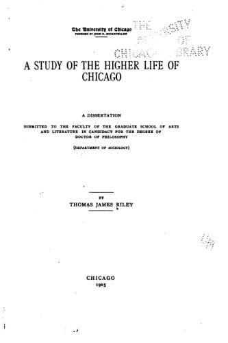 A Study of the Higher Life of Chicago