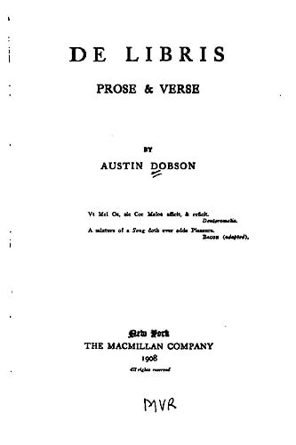 De Libris, Prose and Verse