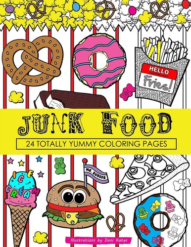 Junk Food Coloring Book 24 Page Coloring Book
