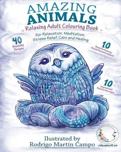 RELAXING Adult Coloring Book Amazing Animals