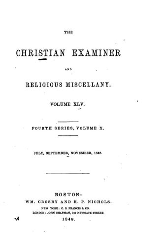 The Christian Examiner - Vol. XLV