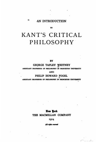 An Introduction to Kant's Critical Philosophy