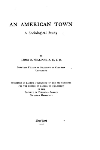 An American Town, a Sociological Study