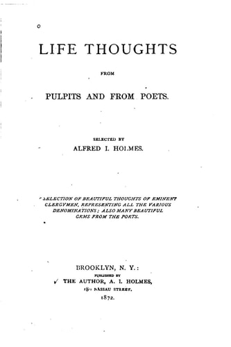 LIfe Thoughts from Pulpits and from Poets