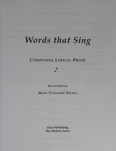 Words That Sing Composing Lyrical Prose: 2nd Edition