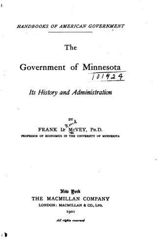 The Government of Minnesota, Its History and Administration