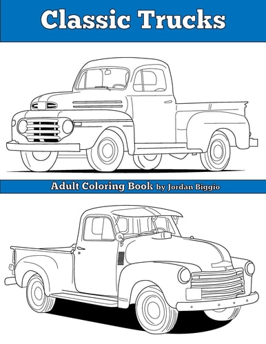 Classic Trucks Adult Coloring Book