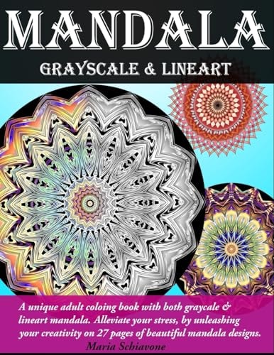 Mandala Grayscale and Lineart Adult Coloring Book