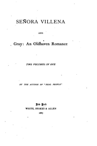 Señora Villena and Gray, An Oldhaven Romance