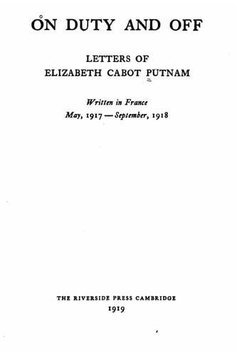 On Duty and Off, Letters of Elizabeth Cabot Putnam