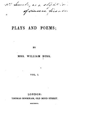 Plays and Poems - Vol. I