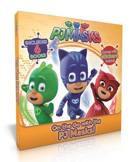 On the Go with the Pj Masks! (Boxed Set): Into the Night to Save the Day!; Owlette Gets a Pet; Pj Masks Make Friends!; Super Team; Pj Masks and the Dinosaur!; Super Moon Adventure (with More Than 20 Stickers Inside!)