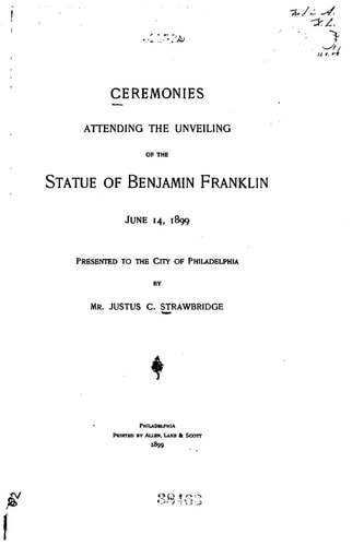 Ceremonies Attending the Unveiling of the Statue of Benjamin Franklin, June