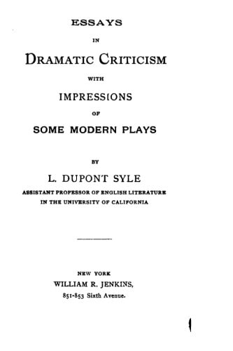 Essays in Dramatic Criticism